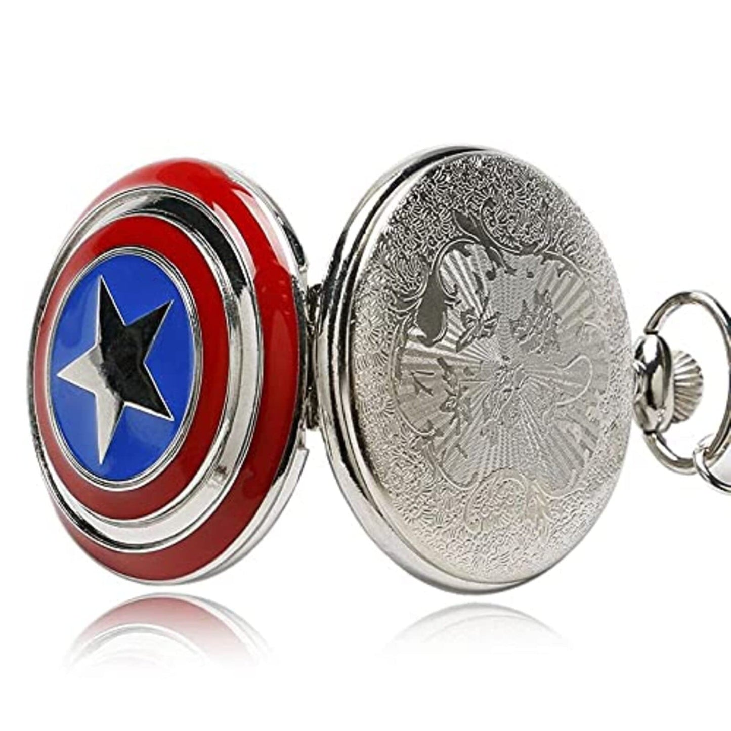 Captain America Shield Metal Pocket Watch Keychain