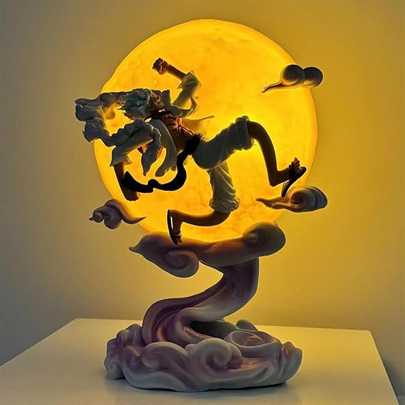 One Piece Monkey D' Luffy Gear 5 Sun God Nika Flying Under Moon LED Light - 25 cm Figure