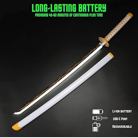 Demon Slayer Zenitsu Agatsuma LED Katana Sword With USB Cable (No COD Allowed On This Product) - Prepaid Orders Only