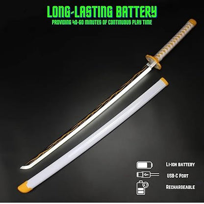 Demon Slayer Zenitsu Agatsuma LED Katana Sword With USB Cable (No COD Allowed On This Product) - Prepaid Orders Only