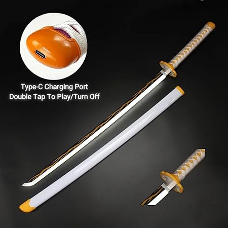 Demon Slayer Zenitsu Agatsuma LED Katana Sword With USB Cable (No COD Allowed On This Product) - Prepaid Orders Only