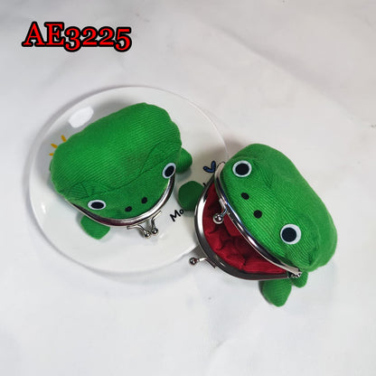 Anime Green Frog Plush Wallet Cosplay Cute Small Soft Money Box Pouch.