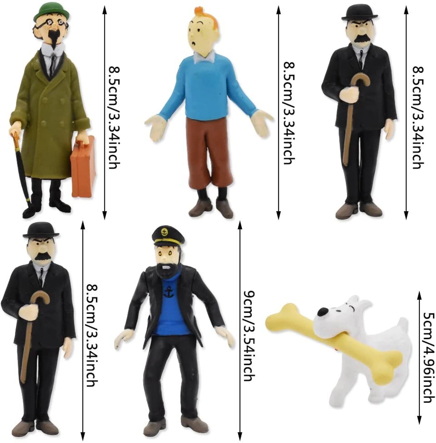 Tintin & Friends Collectible Figure Set – Classic Comic Character Mini Figures (Set of 6)