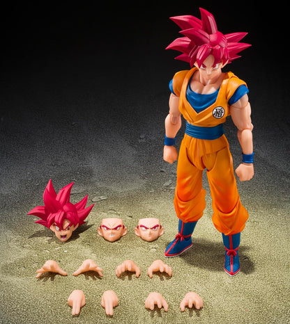Dragon Ball Z Super Saiyan God Son Goku Figure With Interchangeable Heads and Hands - 5.7 Inches