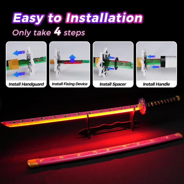 Demon Slayer Kokushibou LED Katana Sword With USB Cable (No COD Allowed On This Product) - Prepaid Orders Only