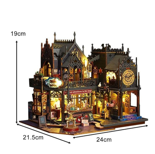 DIY Holo Magic City Miniature Dollhouse Kit with LED Lights | Wooden 3D Puzzle | Creative Home Decor & Collectible