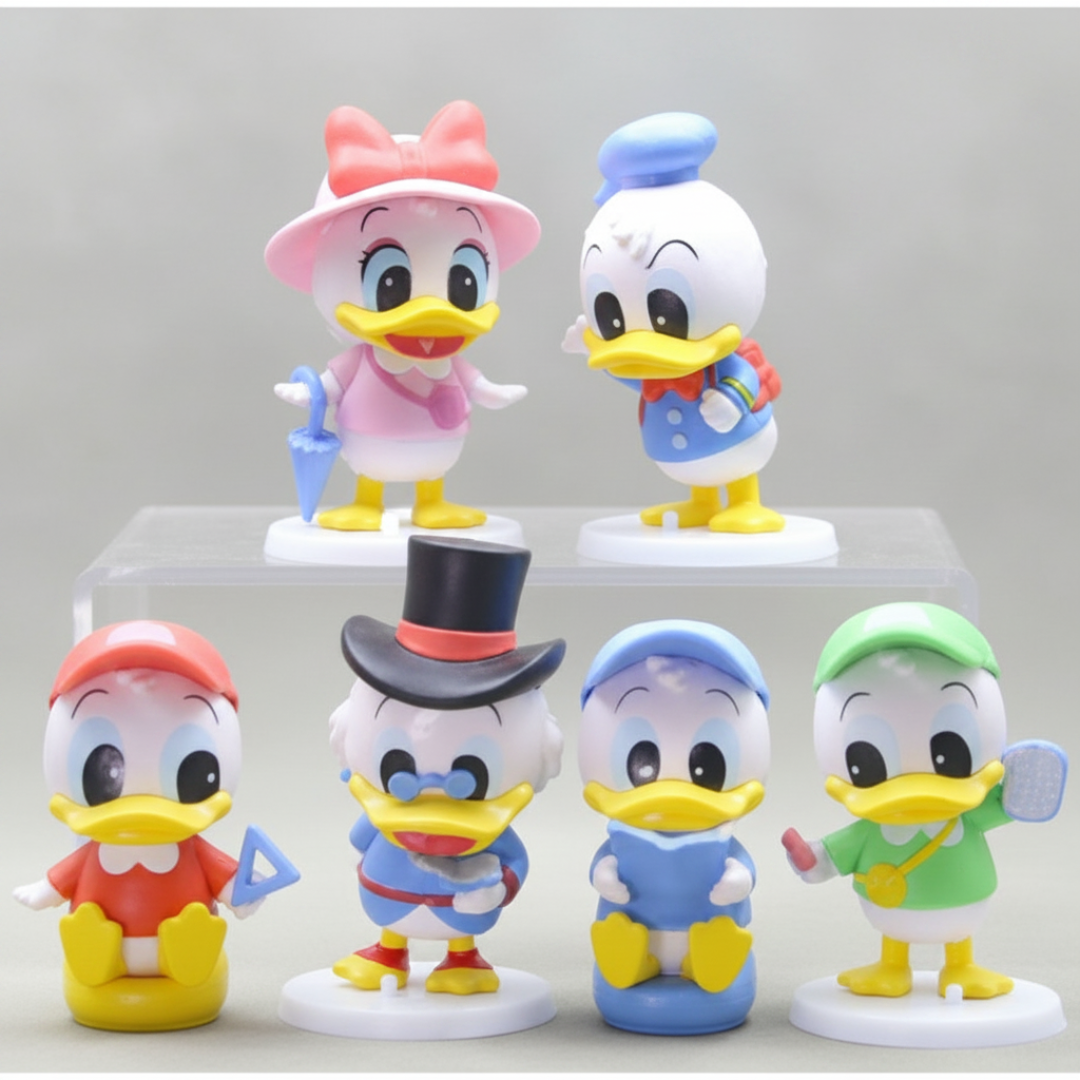 Donald Duck Cartoon Character Figurine Set of 6 | Cute Collectible Mini Figures for Kids & Display