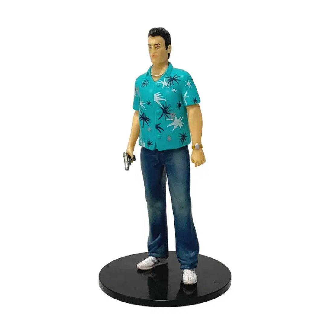 GTA Style Male Character Action Figure with Black Display Stand, Collectible Toy & Room Decor