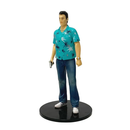 GTA Style Male Character Action Figure with Black Display Stand, Collectible Toy & Room Decor