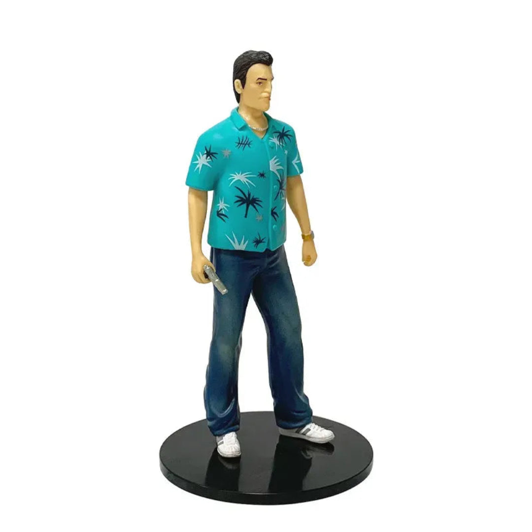 GTA Style Male Character Action Figure with Black Display Stand, Collectible Toy & Room Decor