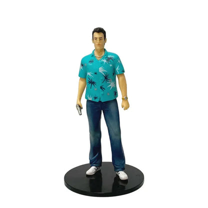 GTA Style Male Character Action Figure with Black Display Stand, Collectible Toy & Room Decor
