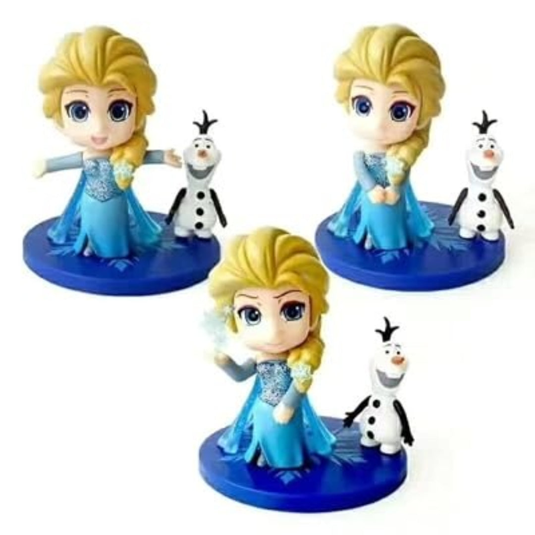Ice Princess & Snowman Mini Action Figure Set with Blue Display Base | Collectible Toy for Kids & Décor(Approx 8.4cm)