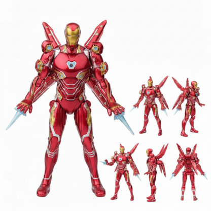 Iron Man Action Figure with LED Light & Battle Accessories | Marvel Superhero Collectible PVC Toy | Avengers Display Figurine