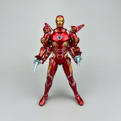 Iron Man Action Figure with LED Light & Battle Accessories | Marvel Superhero Collectible PVC Toy | Avengers Display Figurine