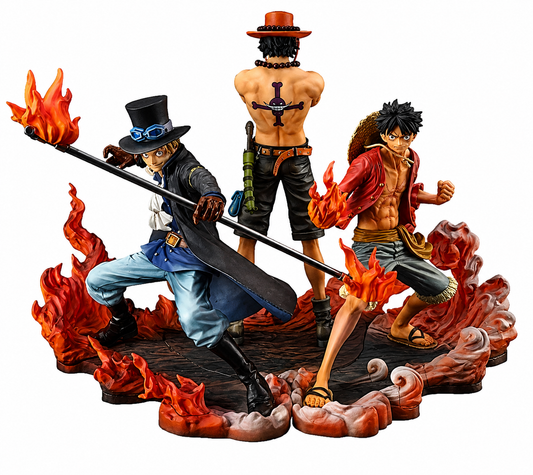 One Piece Fire Trio Anime Figure Set – Luffy, Ace & Sabo Collectible Statue