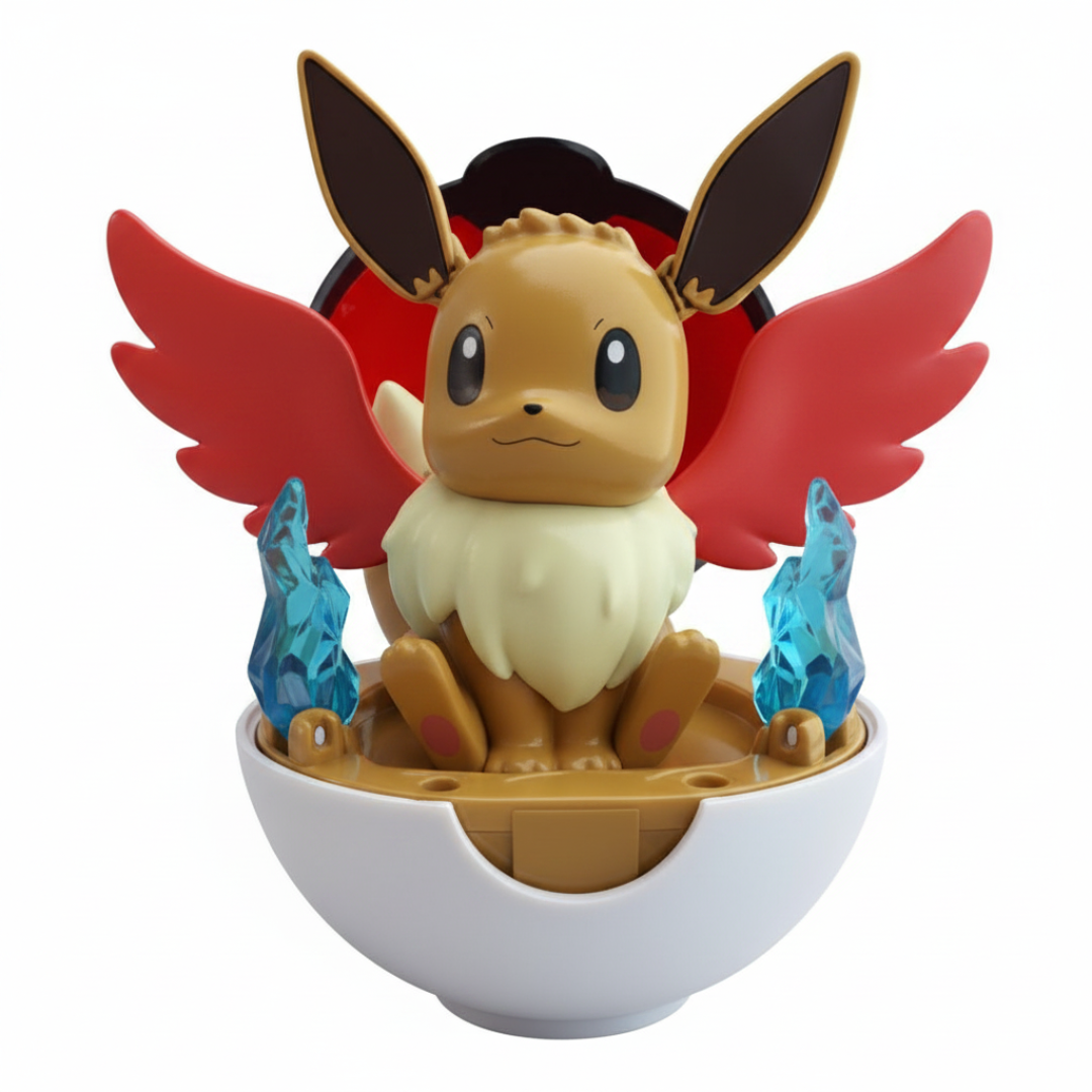 Pokémon Eevee Poké Ball Transforming Figure – 11 CM Approx. Collectible Toy – Interactive Display Figure