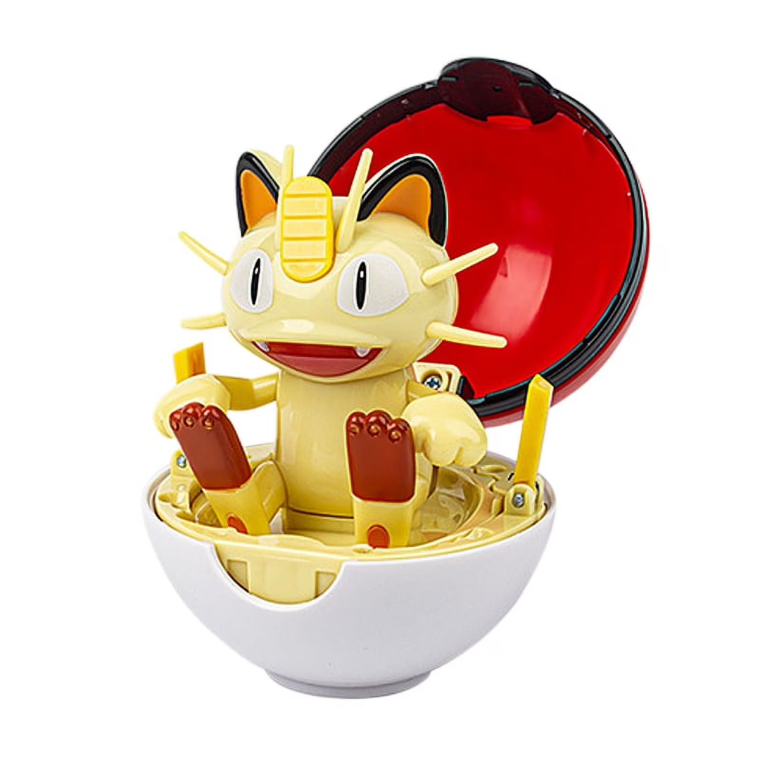 Pokémon Meowth Poké Ball Transforming Figure – 11 CM Approx. Collectible Toy – Interactive Display Figure