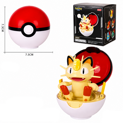 Pokémon Meowth Poké Ball Transforming Figure – 11 CM Approx. Collectible Toy – Interactive Display Figure