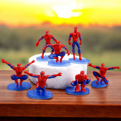 Spider-Man Action Figure Cake Toppers Set of 7 | Superhero Mini PVC Figures | Birthday Cake Decoration
