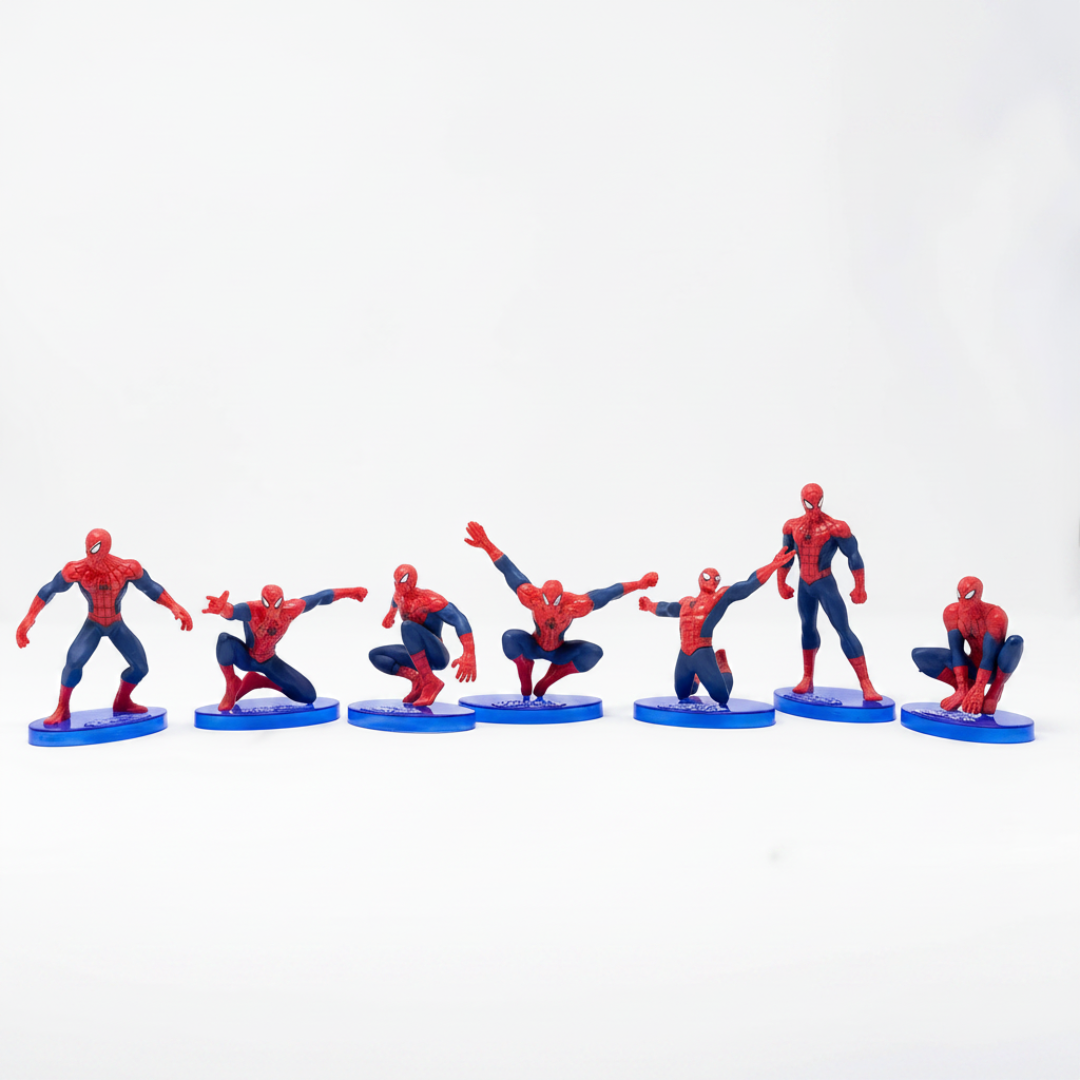 Spider-Man Action Figure Cake Toppers Set of 7 | Superhero Mini PVC Figures | Birthday Cake Decoration