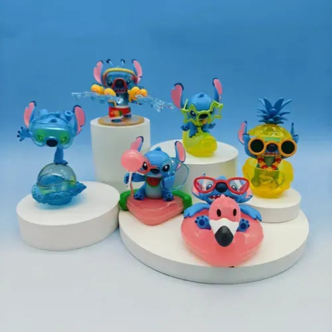 Stitch Set of 6 Figures – Cute Tropical Summer Collection
