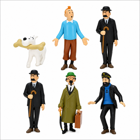 Tintin & Friends Collectible Figure Set – Classic Comic Character Mini Figures (Set of 6)