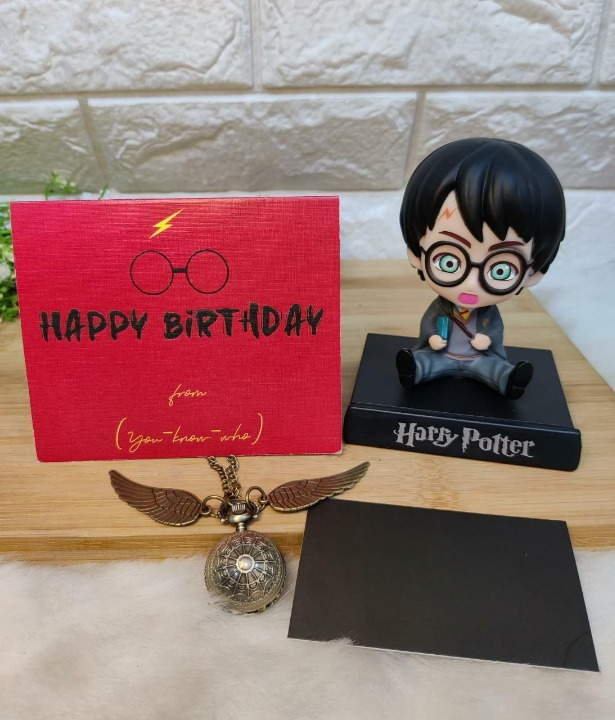 Harry Potter Bobble head + Pocket Watch + Card Combo