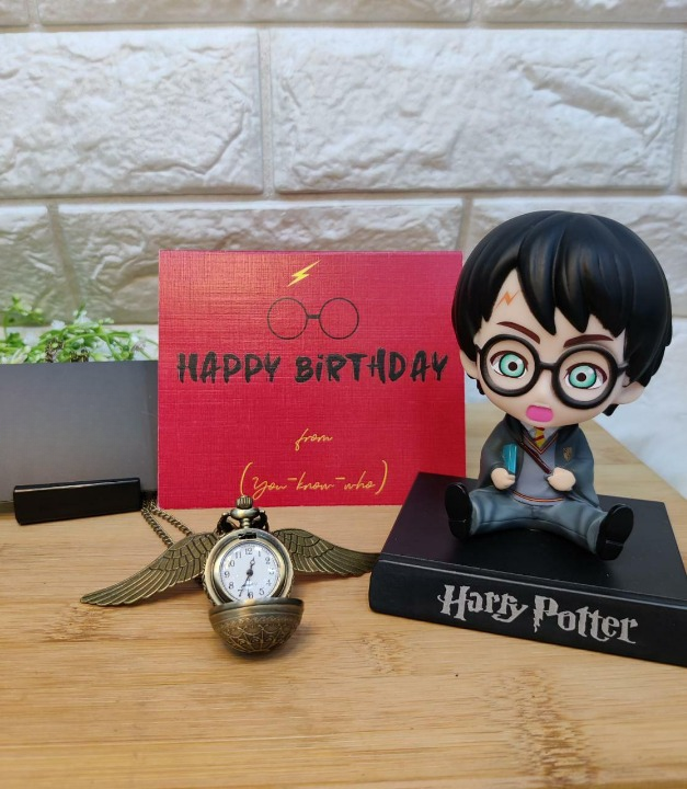 Harry Potter Bobble head + Pocket Watch + Card Combo