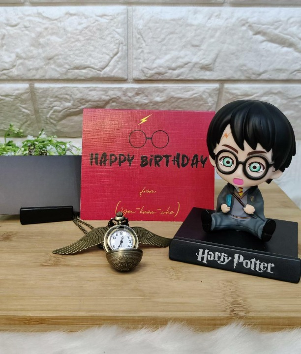 Harry Potter Bobble head + Pocket Watch + Card Combo