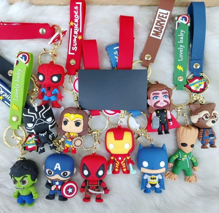 Marvel Avengers Silicon Keychain with Bagcharm and Strap( Choose From the Dropdown Menu)