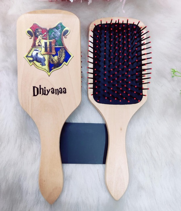 Personalised Harry Potter Themed Wooden Hair Brush (No Cod Allowed On This Product) - Prepaid Orders Only