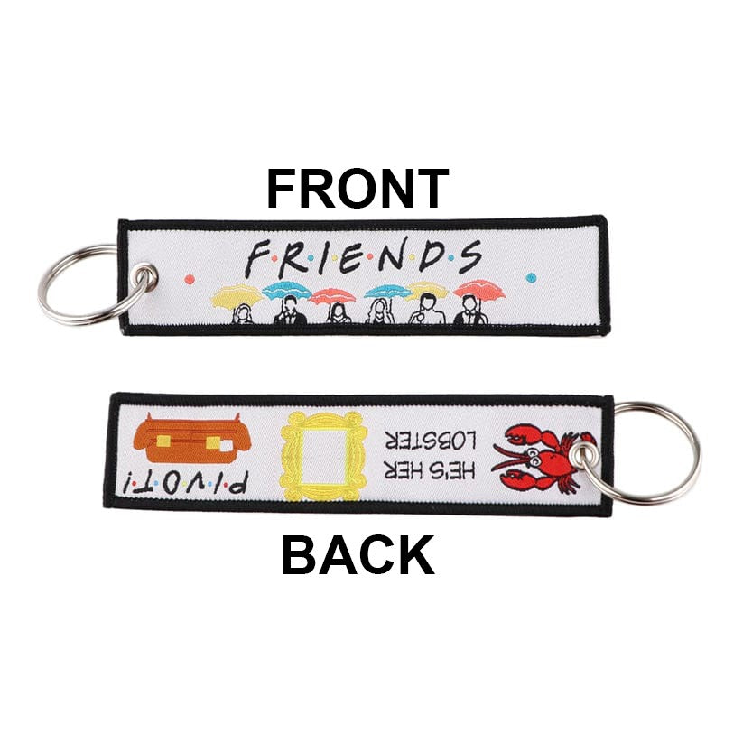 Friends Embroidery Keychain Dual Side.