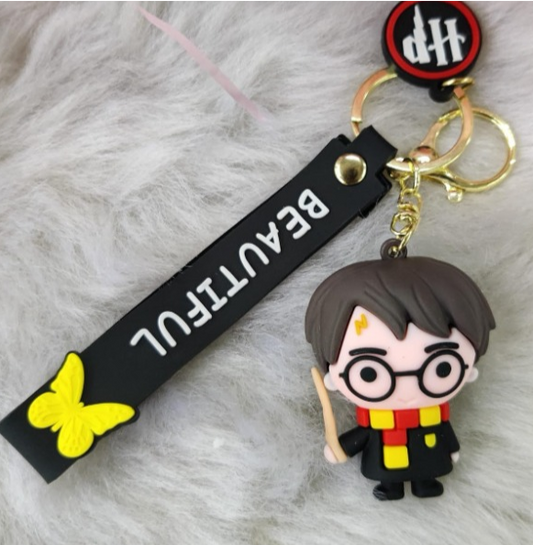 Black Harry Potter 3D Silicon Keychain With Bagcharm and Strap