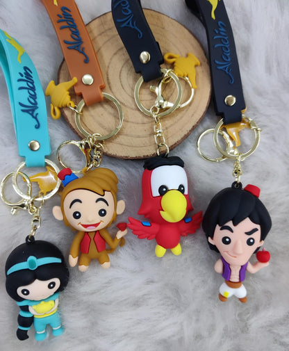 Cute Cartoon Silicon Keychain (Set of 4) - Lago, Abu,Jasmin and Aladin