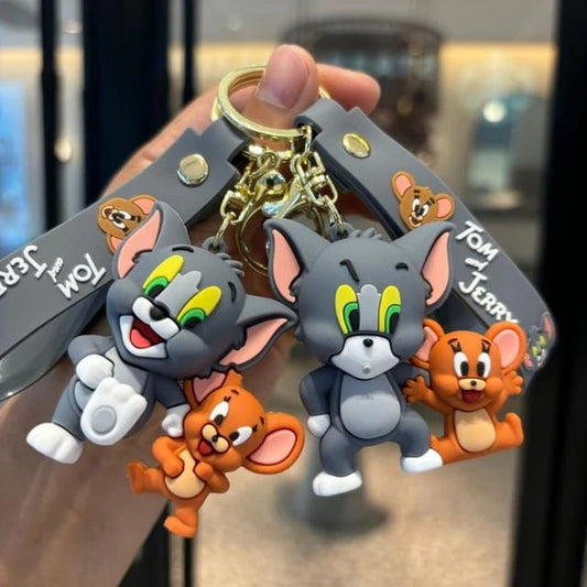 Tom And Jerry 2-In-1 Silicon Keychain With Bagcharm And Strap