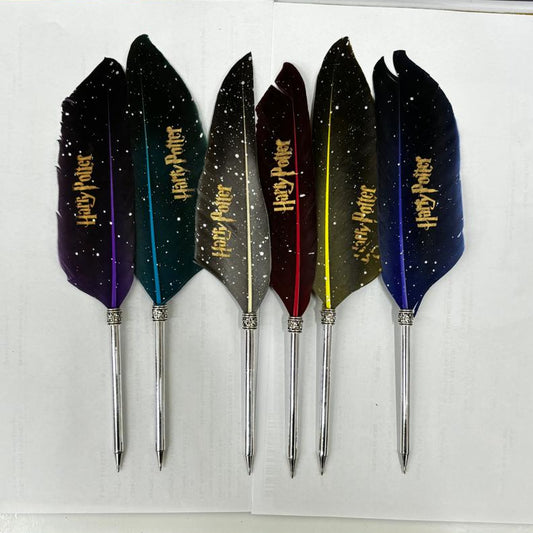 Harry Potter Themed Collectable Metallic Feather Pens (Select From Drop Down Menu)
