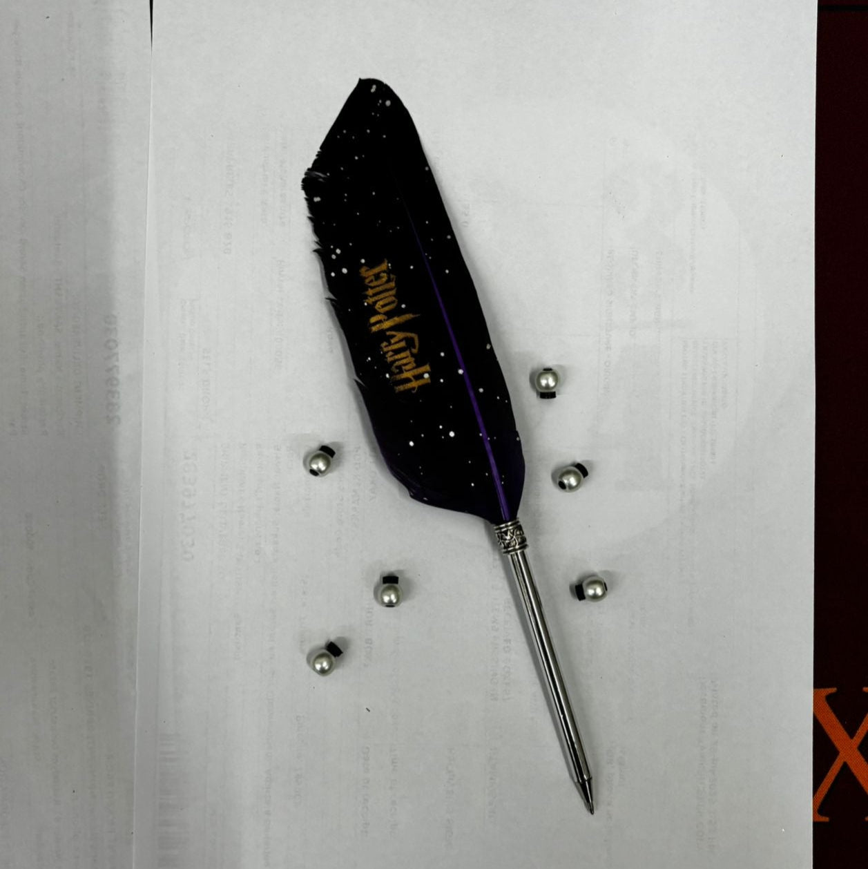 Harry Potter Themed Collectable Metallic Feather Pens (Select From Drop Down Menu)