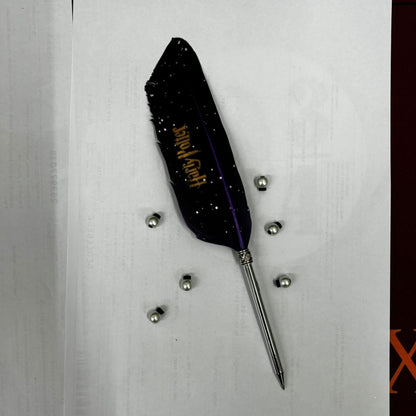 Harry Potter Themed Collectable Metallic Feather Pens (Select From Drop Down Menu)