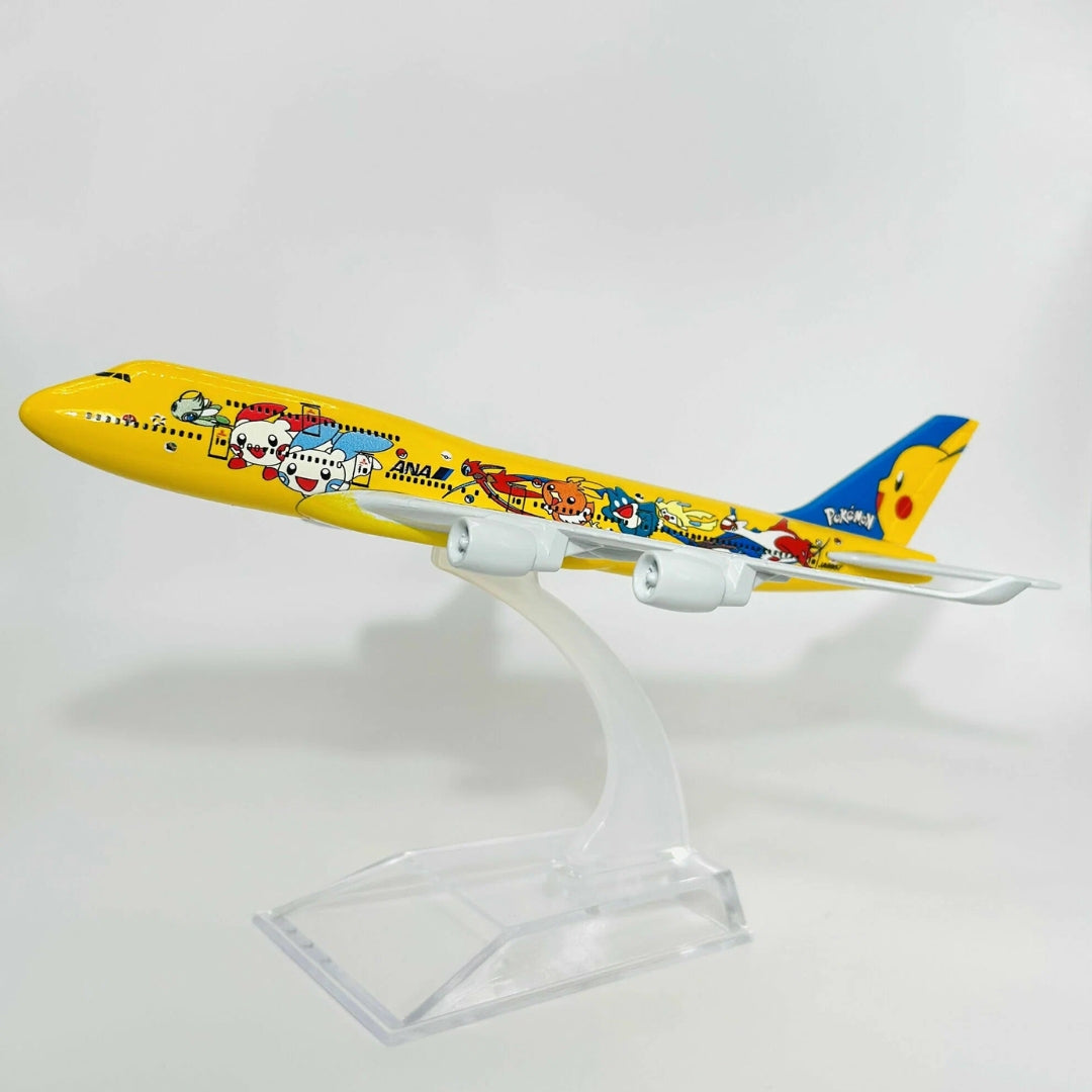 Pikachu Aircraft Model Die Cast Plane Wih Acrylic Case