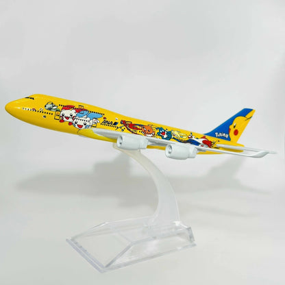 Pikachu Aircraft Model Die Cast Plane Wih Acrylic Case