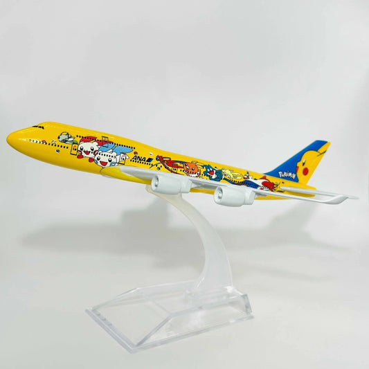 Pikachu Aircraft Model Die Cast Plane Wih Acrylic Case