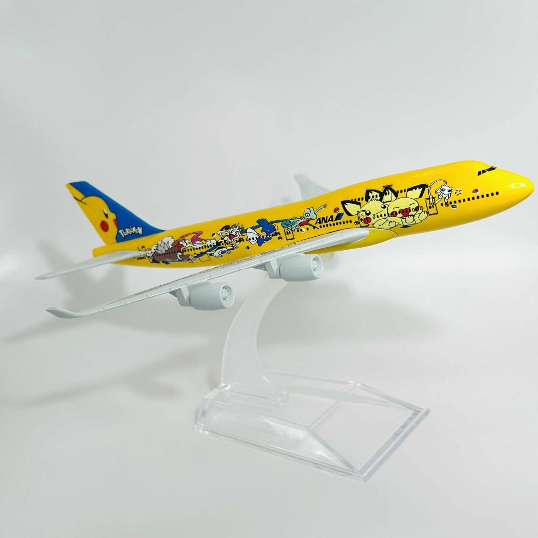 Pikachu Aircraft Model Die Cast Plane Wih Acrylic Case