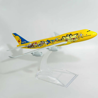Pikachu Aircraft Model Die Cast Plane Wih Acrylic Case
