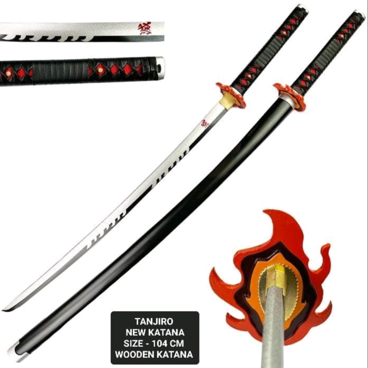 Demon Slayer Tanjiro Katana Sword - Wooden  (No COD Allowed On This Product) - Prepaid Orders Only