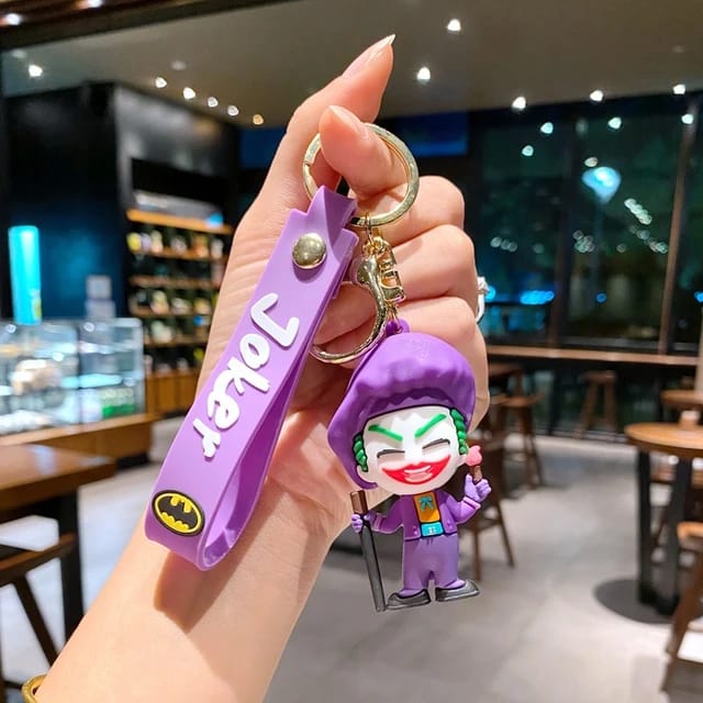 Joker 3D Silicon Keychain With Bagcharm And Strap  (Select From Drop Down Menu)