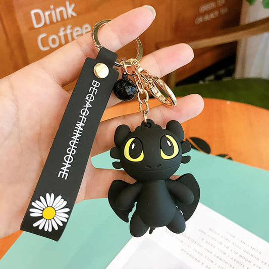 Black Dragon Silicon Keychain with Bagcharm and Strap