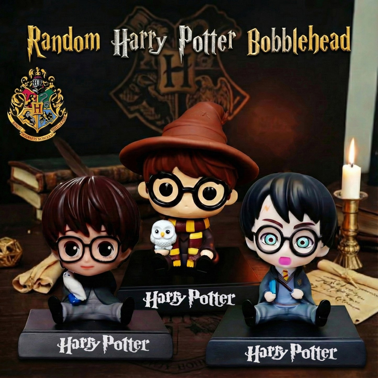 Harry Potter Bobble head + Pocket Watch + Card Combo  (Random Bobblehead Will Be Provided)