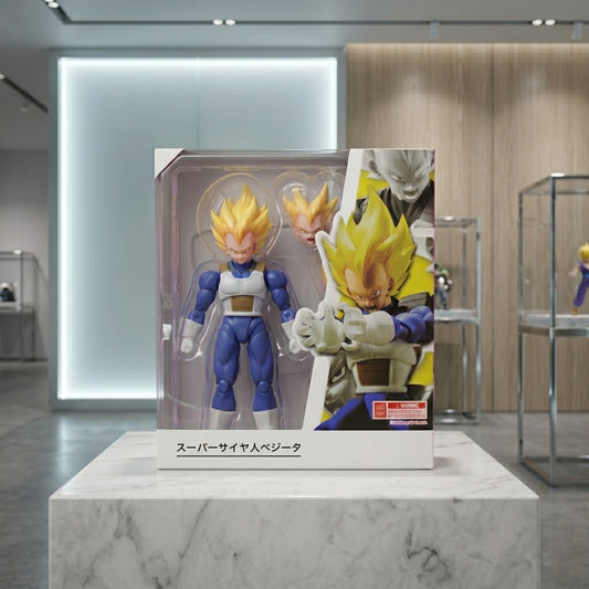 Dragon Ball Z Super Saiyan Vegeta Figure With Interchangeable Heads and Hands - 5.7 Inches