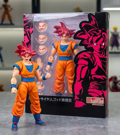 Dragon Ball Z Super Saiyan God Son Goku Figure With Interchangeable Heads and Hands - 5.7 Inches