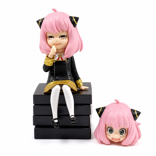 Anya Self Sit Spy X Family Figure with 2 Heads – 15CM Collectible Statue